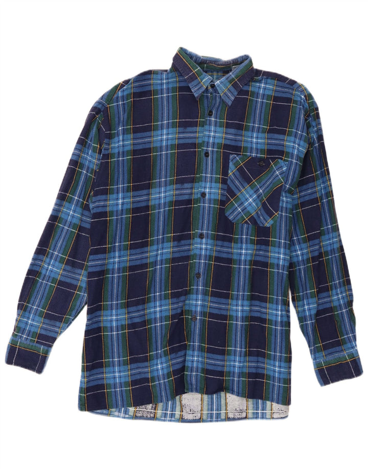 Vintage Mens Flannel Shirt Size 41/42 Large Blue Check Cotton