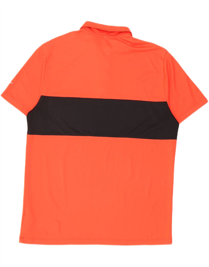 Nike Mens Dri Fit Polo Shirt Large Orange Colourblock Polyester