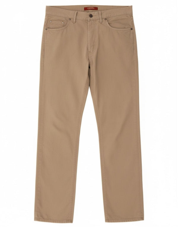 Carrera Mens Straight Casual Trousers IT 50 Large W34 L34 Beige Cotton