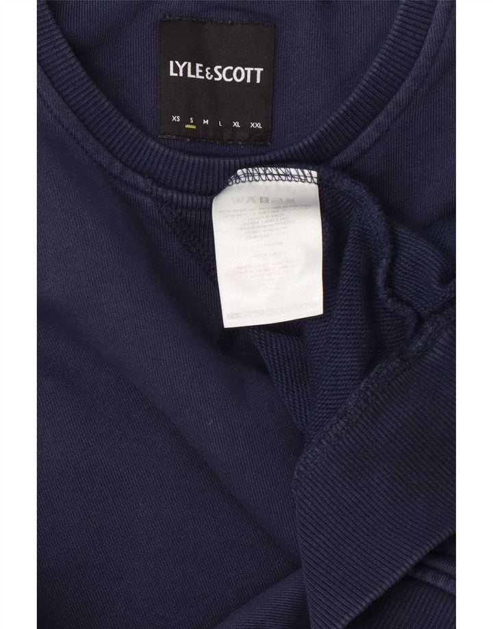 Lyle & Scott Mens Sweatshirt Jumper Small Navy Blue Cotton