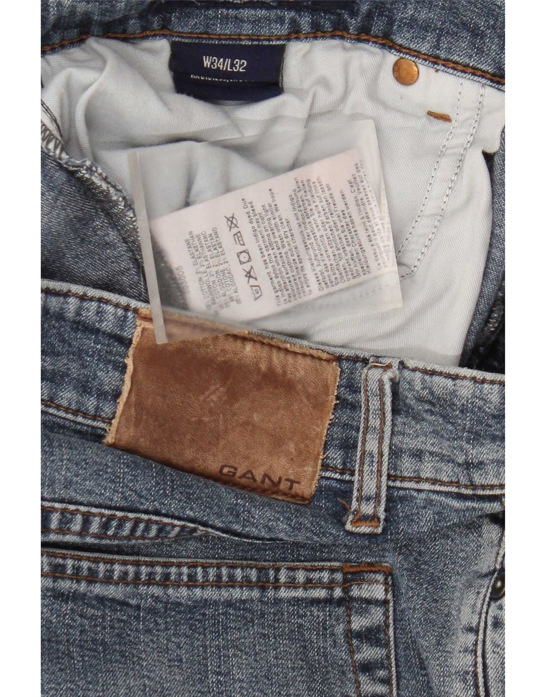 Gant Mens Straight Jeans W34 L32 Blue Cotton