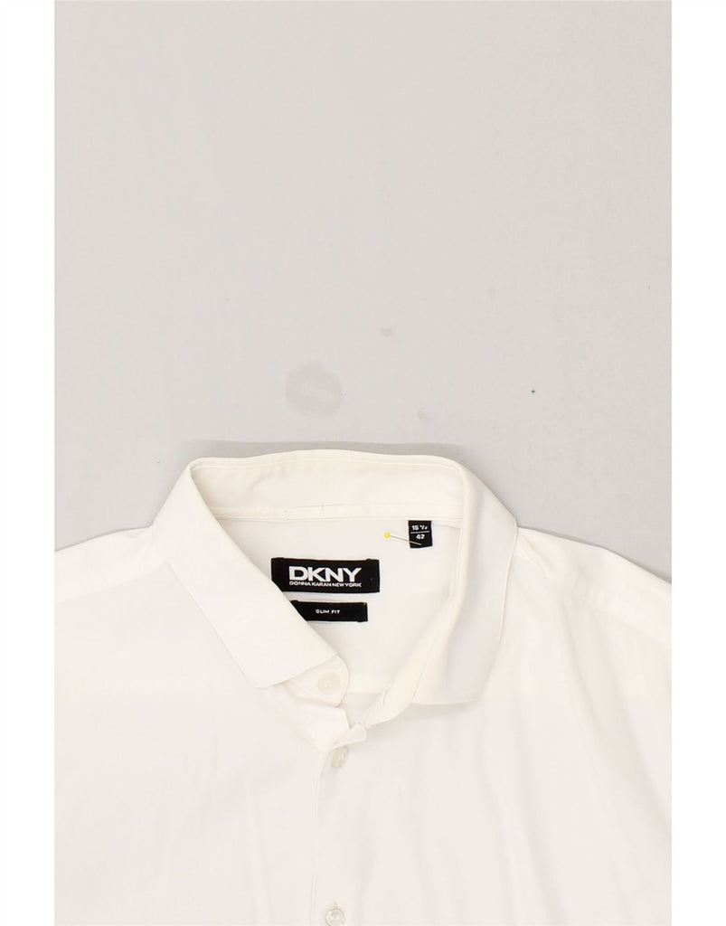 DKNY Mens Slim Fit Shirt Size 16 1/2 Large White Cotton | Vintage Dkny | Thrift | Second-Hand Dkny | Used Clothing | Messina Hembry 
