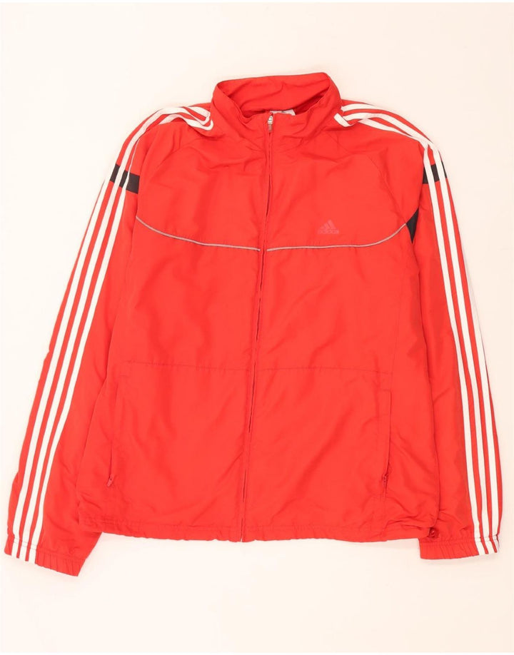 ADIDAS Mens Rain Jacket UK 46/48 XL Red Colourblock Polyester