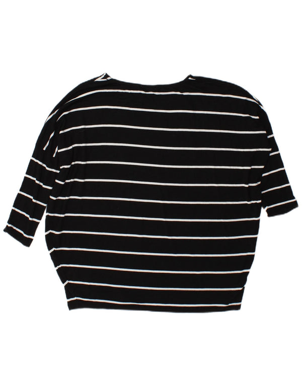 Zara Womens Oversized Top Long Sleeve UK 10 Small Black Striped Viscose