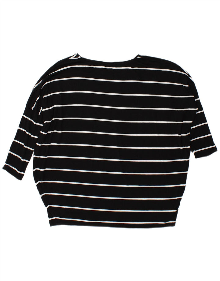 Zara Womens Oversized Top Long Sleeve UK 10 Small Black Striped Viscose