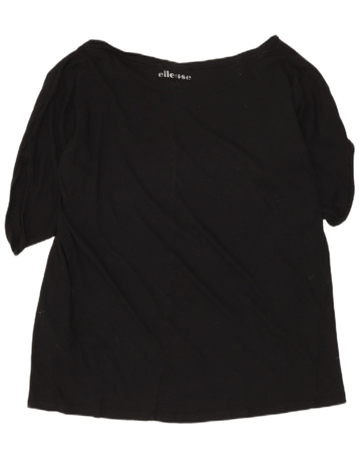ELLESSE Womens Graphic T-Shirt Top UK 20 2XL Black Cotton