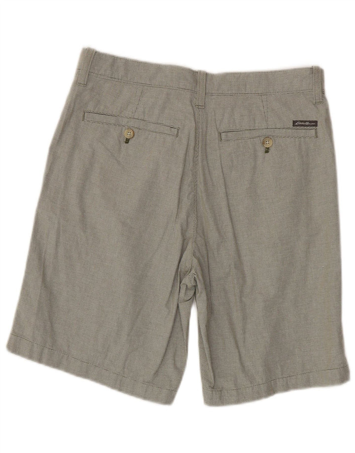EDDIE BAUER Mens Chino Shorts W30 Medium Khaki Houndstooth Cotton