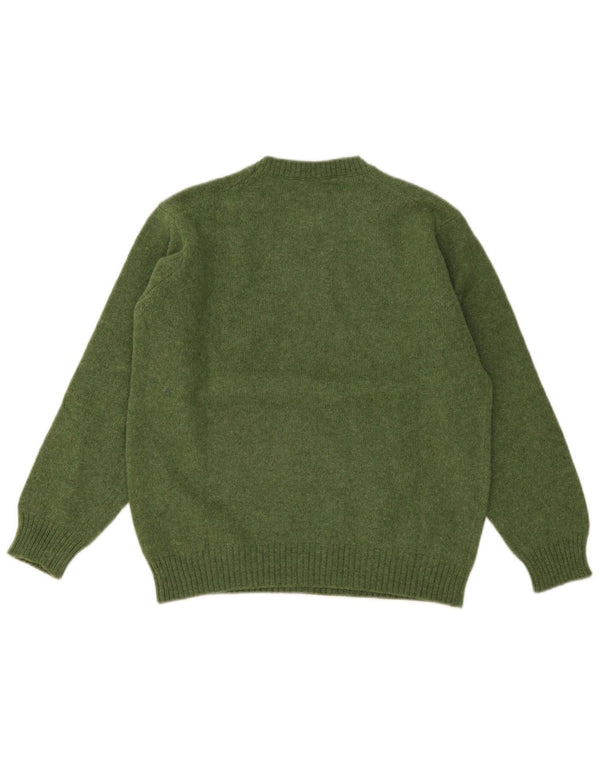 Benetton Womens Crew Neck Jumper Sweater UK 16 Large Green