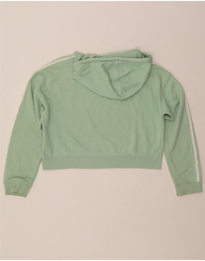 ADIDAS Womens Oversized Crop Hoodie Jumper UK 8 Small Green Cotton