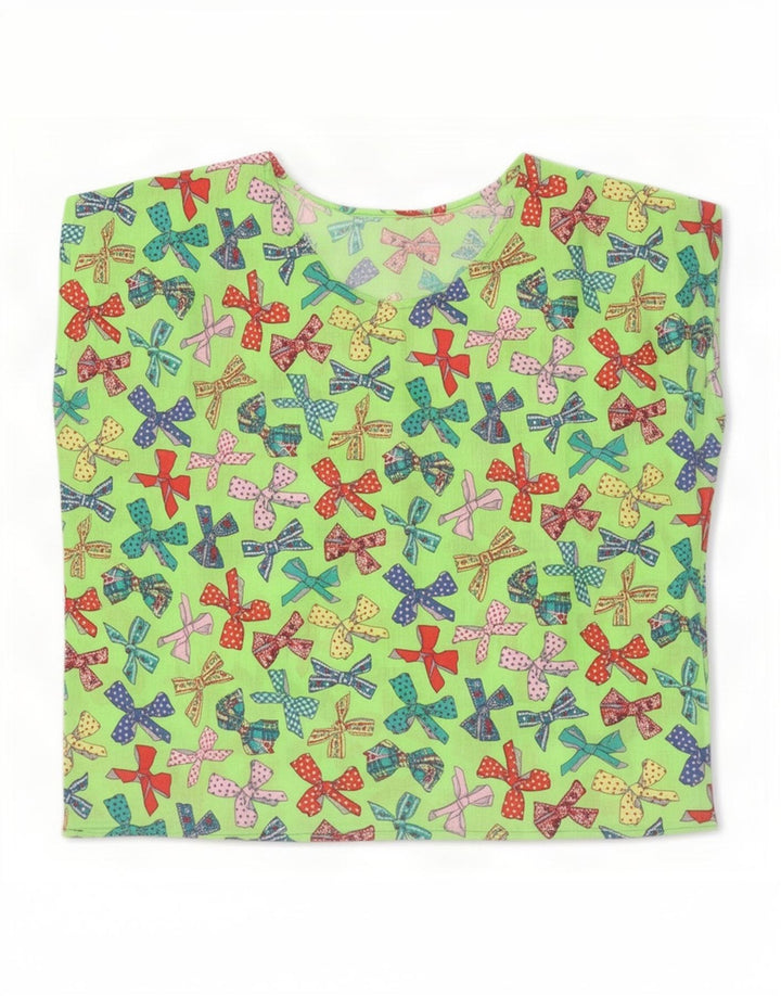 Vintage Womens Abstract Pattern T-Shirt Top UK 16 Large Green
