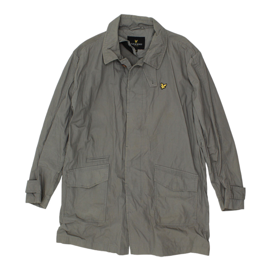 Lyle & Scott Mens Grey Mid Length Cotton Overcoat | Vintage Designer Jacket VTG | Vintage Messina Hembry | Thrift | Second-Hand Messina Hembry | Used Clothing | Messina Hembry 