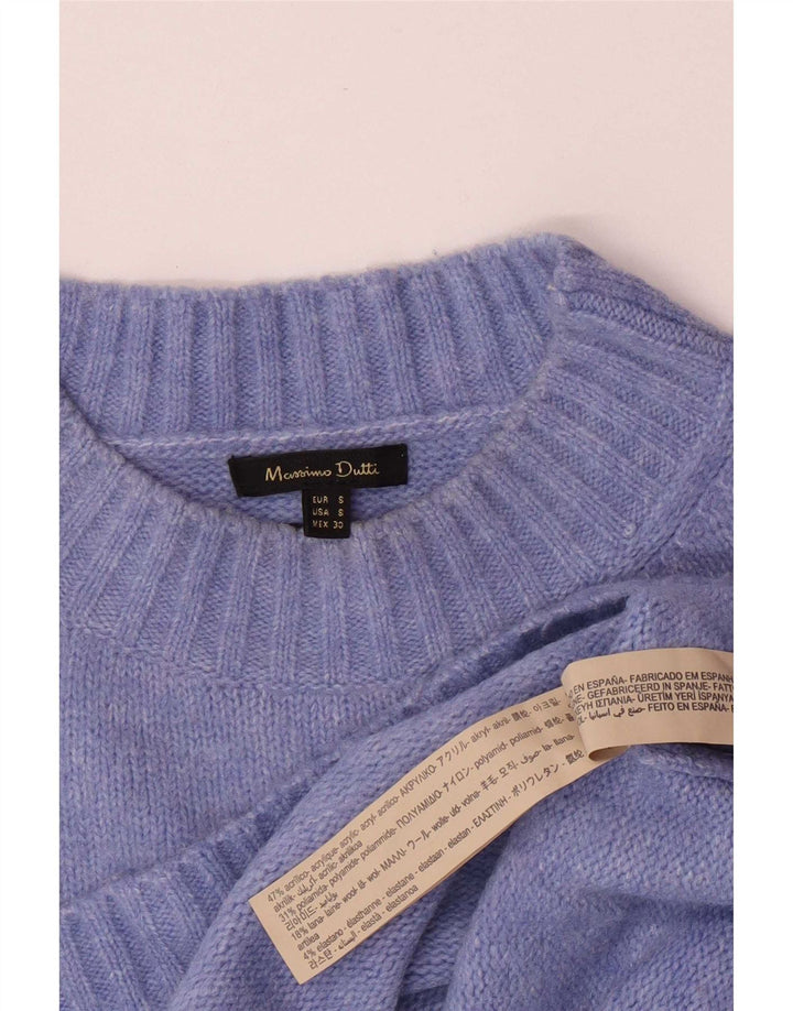 Massimo Dutti Womens Oversized Crew Neck Jumper Sweater UK 10 Small Blue