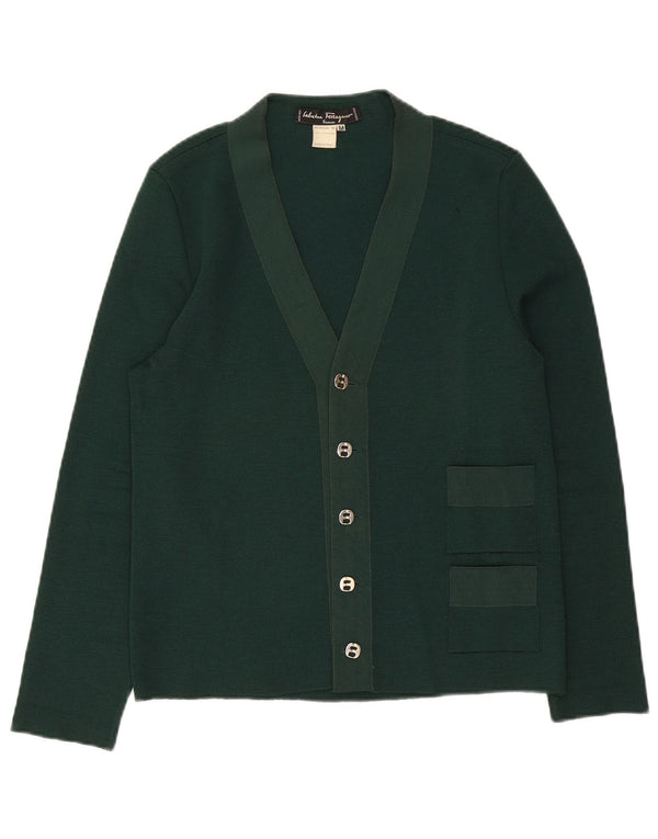 Salvatore Ferragamo Womens Cardigan Sweater UK 12 Medium Green Wool Classic