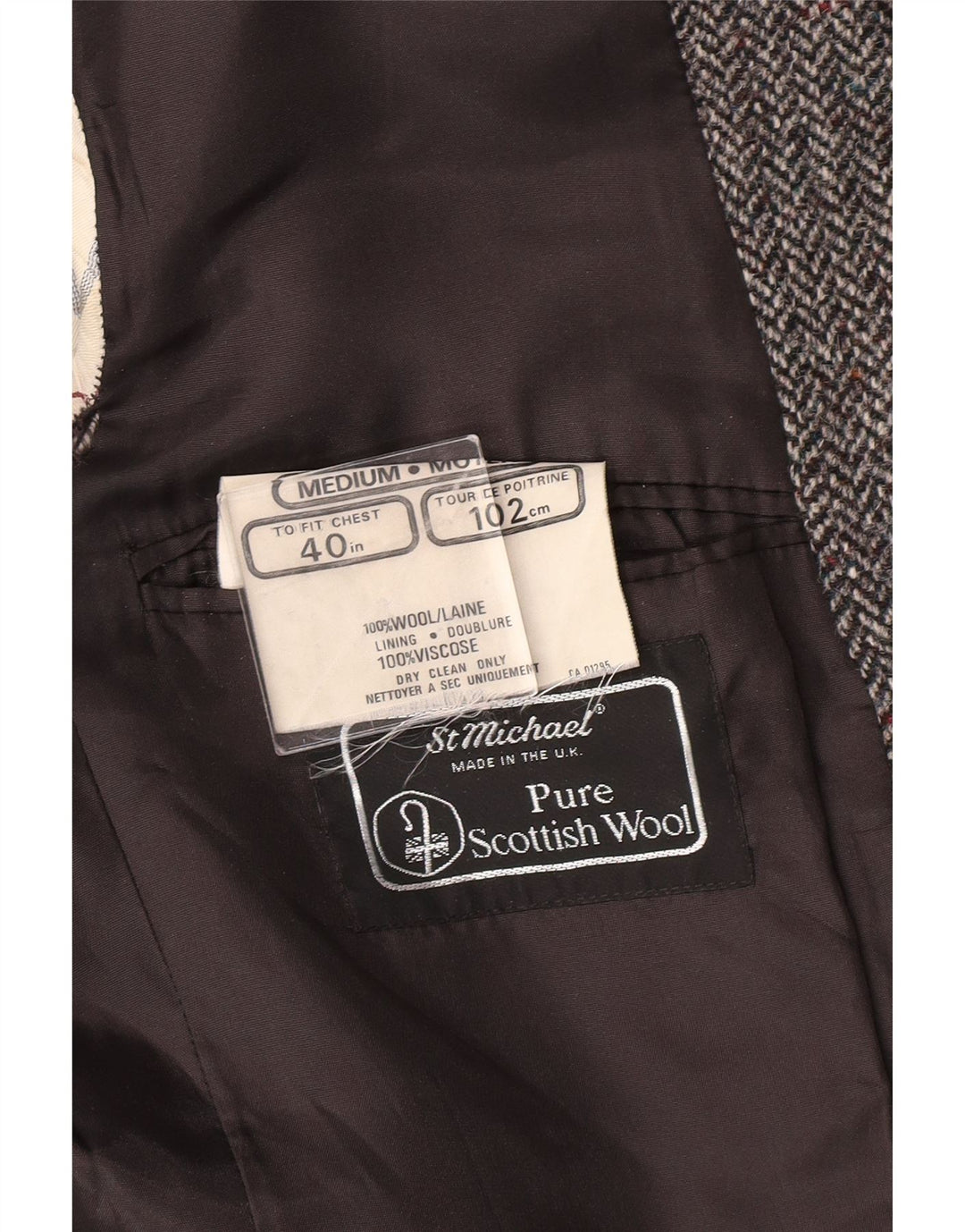 ST MICHAEL Mens Blazer Jacket UK 40 Large Grey Herringbone Classic