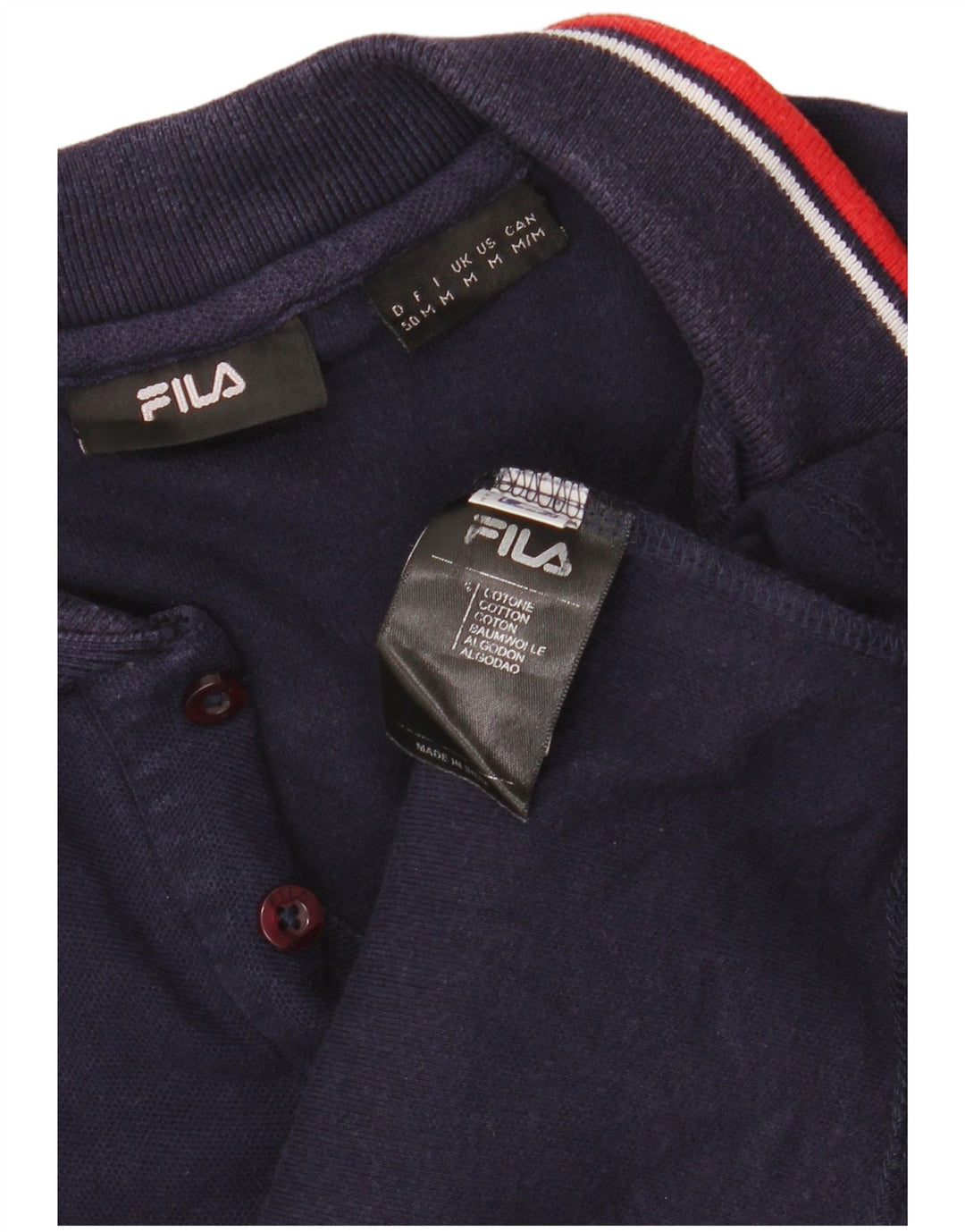 FILA Mens Polo Shirt Medium Navy Blue Cotton