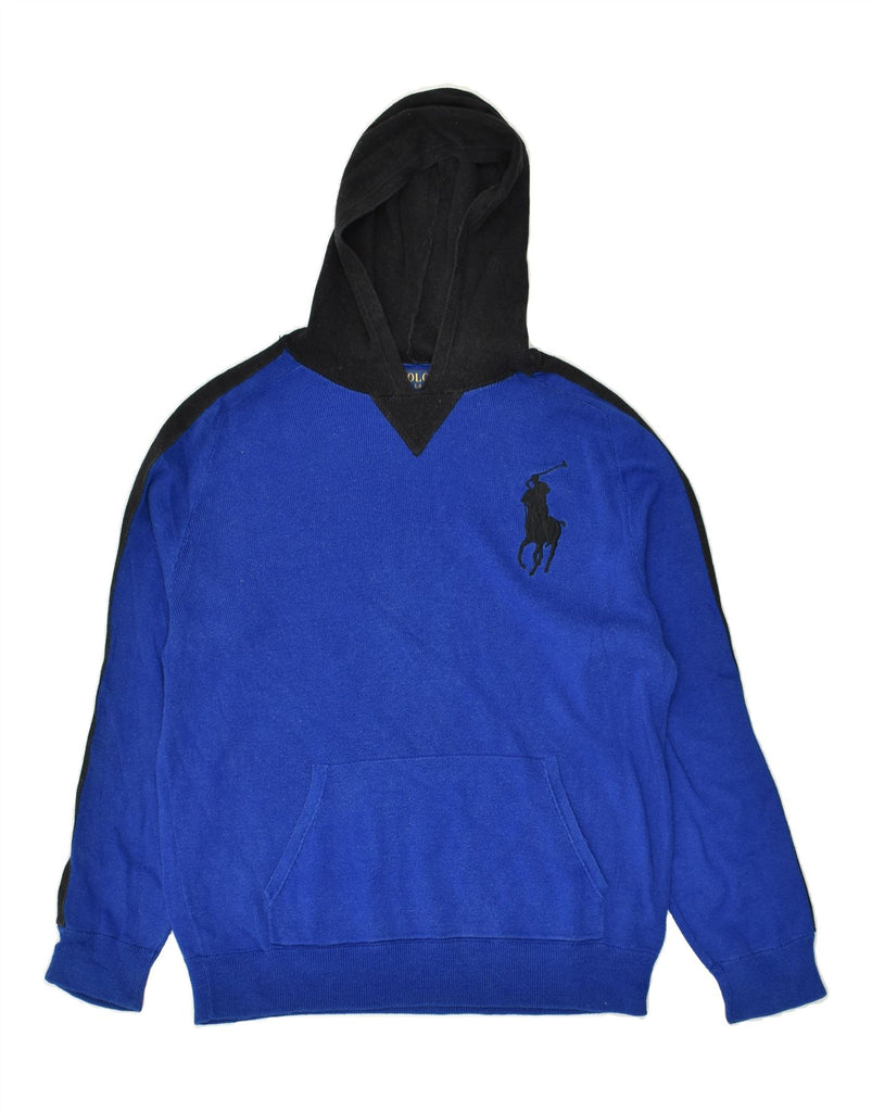 POLO RALPH LAUREN Boys Hooded Crew Neck Jumper Sweater 15-16 Years XL Blue | Vintage Polo Ralph Lauren | Thrift | Second-Hand Polo Ralph Lauren | Used Clothing | Messina Hembry 