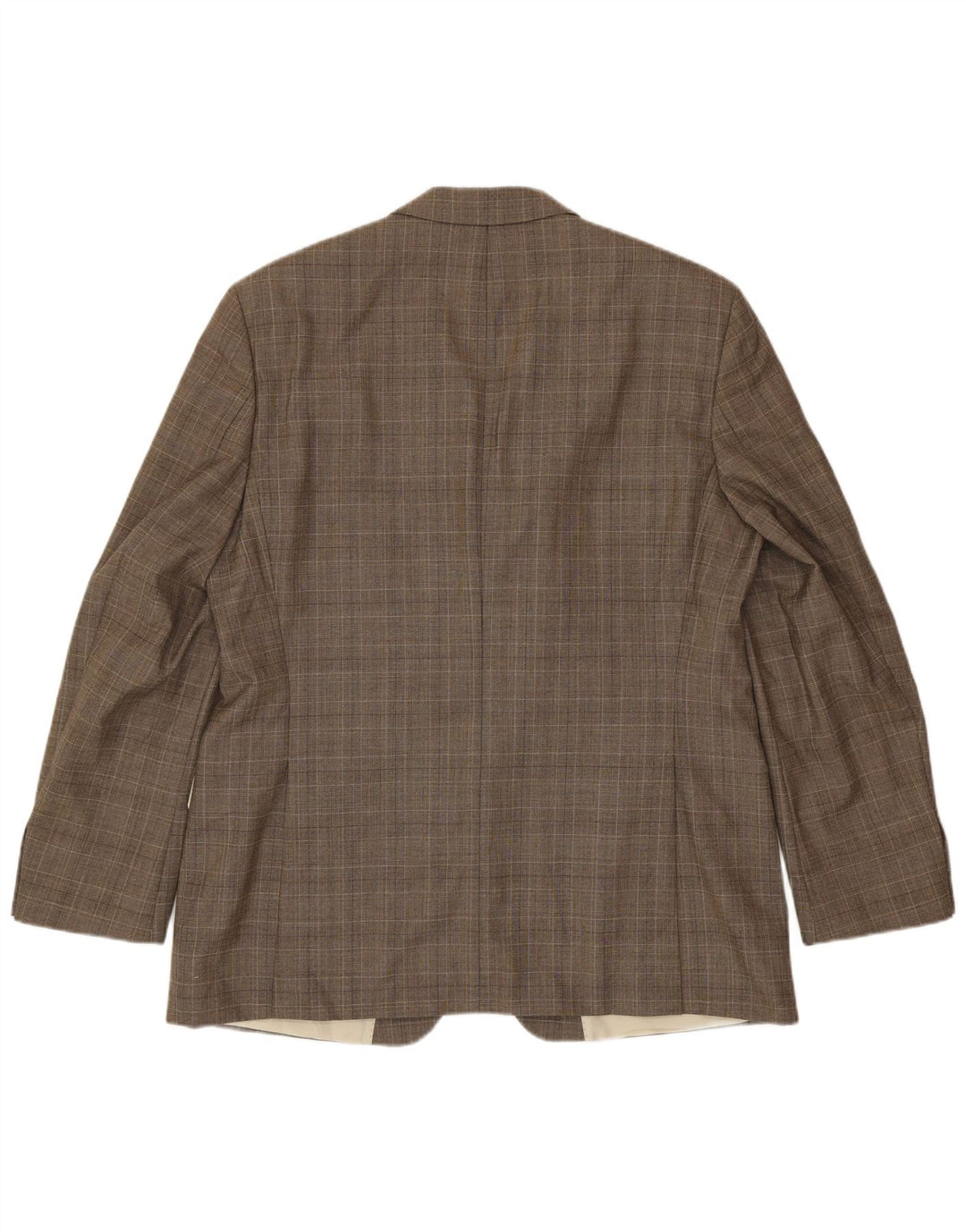 Hugo Boss Mens 3 Button Blazer Jacket EU 56 3XL Brown Check Virgin Wool
