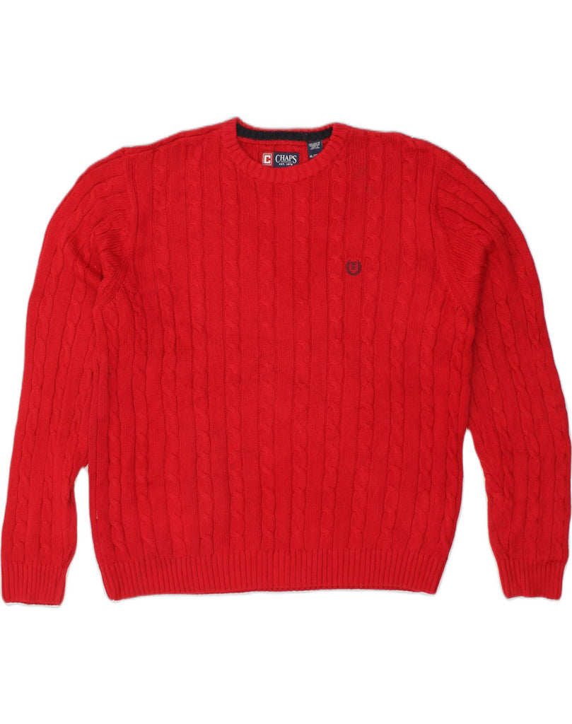 CHAPS Mens Crew Neck Jumper Sweater XL Red Cotton | Vintage Chaps | Thrift | Second-Hand Chaps | Used Clothing | Messina Hembry 