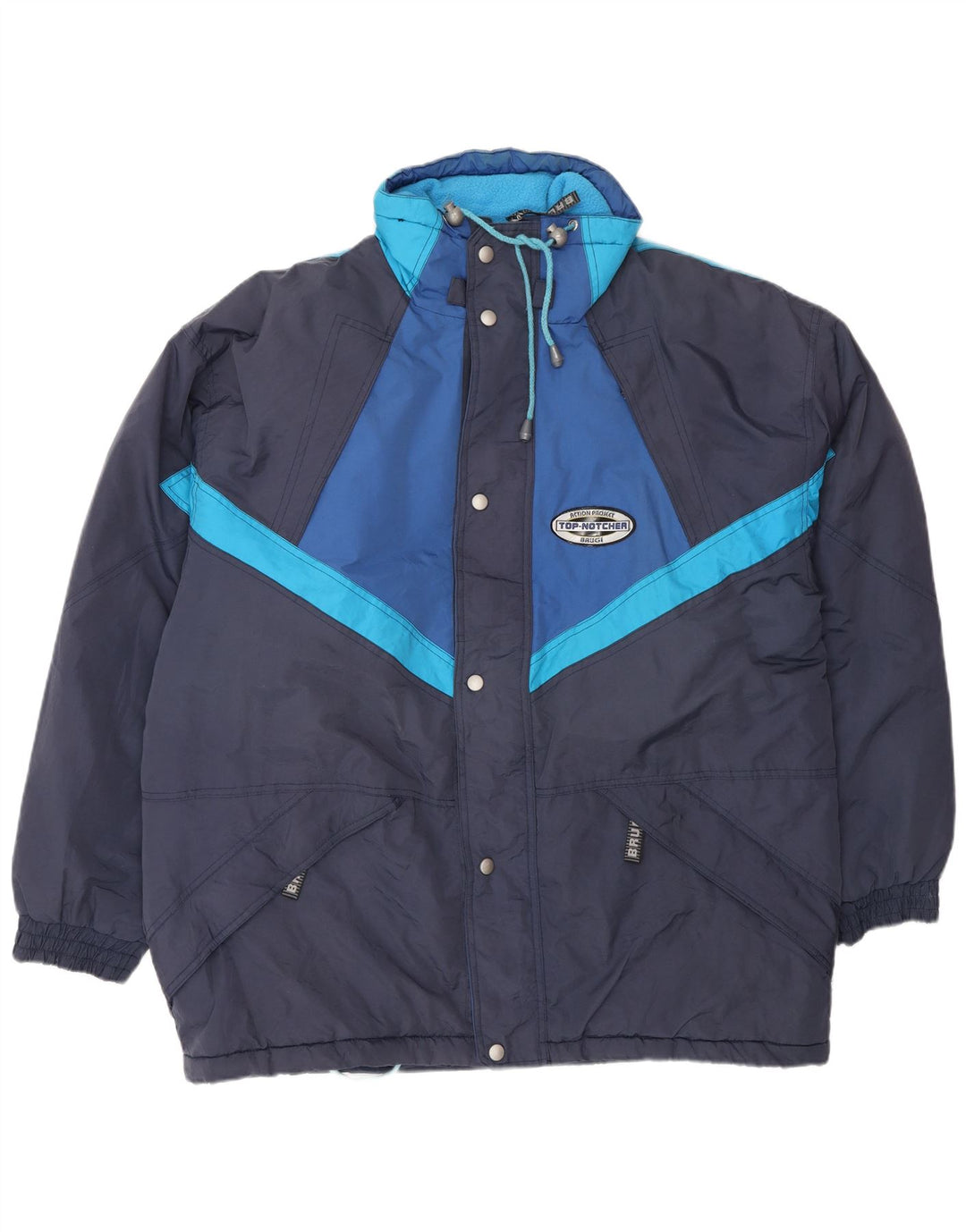 Brugi Mens Hooded Ski Jacket IT 52 XL Navy Blue Colourblock Polyamide