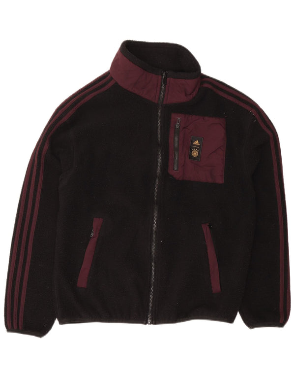 Adidas Mens Fleece Jacket UK 36 Small Black Colourblock Polyester