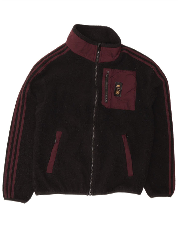 Adidas Mens Fleece Jacket UK 36 Small Black Colourblock Polyester