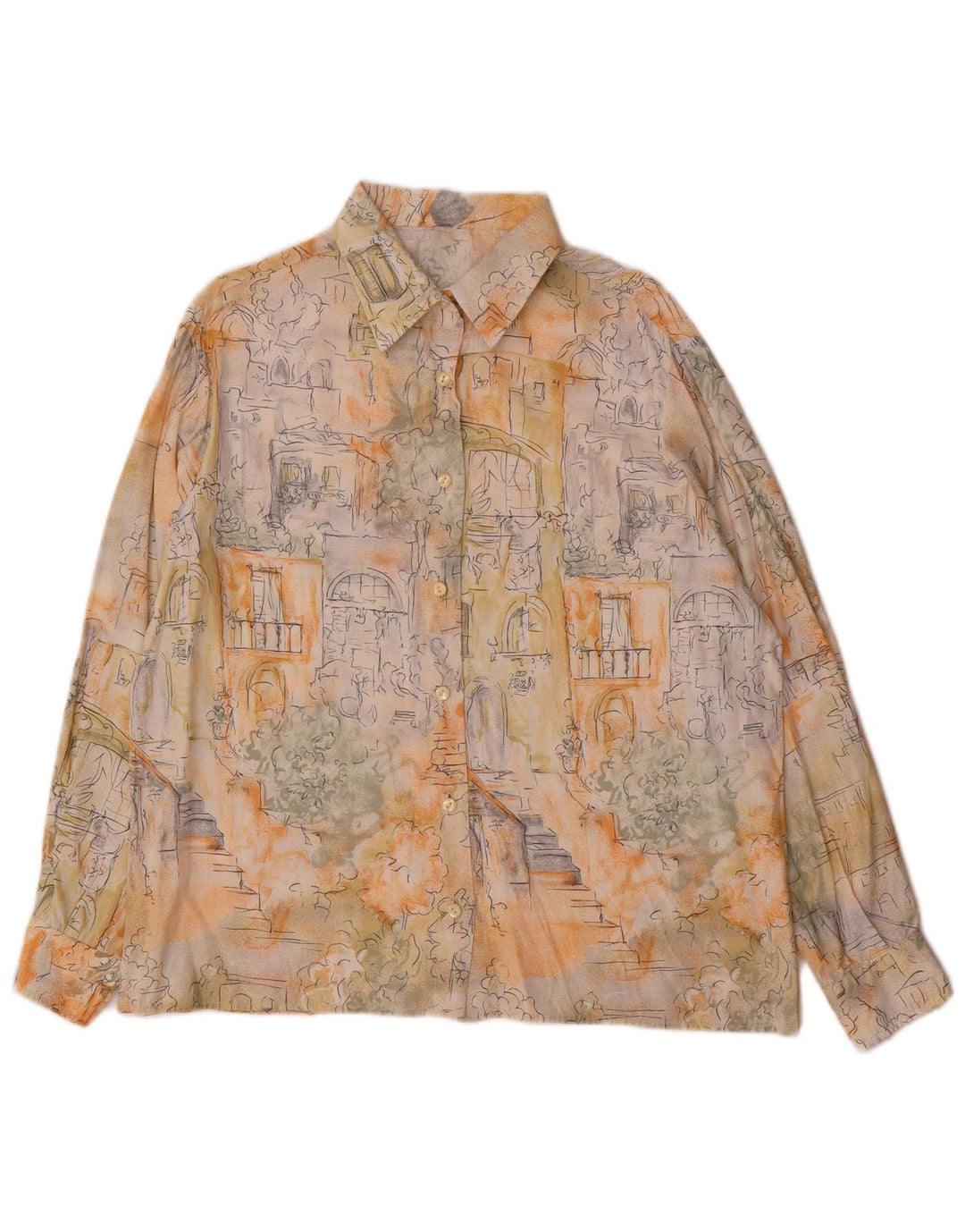 Vintage Womens Graphic Shirt Blouse UK 16 Large Multicoloured Colourblock