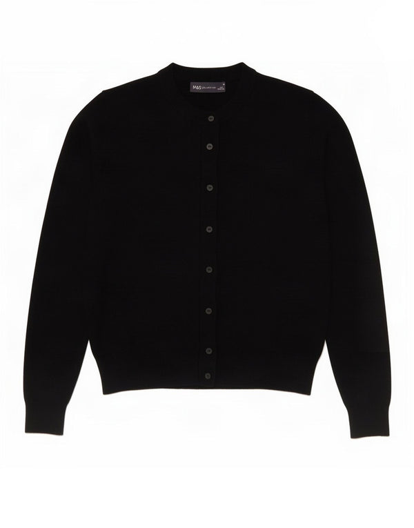 Marks & Spencer Womens Crop Cardigan Sweater UK 10 Small Black Viscose