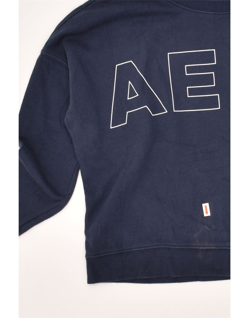 AEROPOSTALE Womens Graphic Sweatshirt Jumper UK 6 XS Navy Blue Cotton | Vintage Aeropostale | Thrift | Second-Hand Aeropostale | Used Clothing | Messina Hembry 