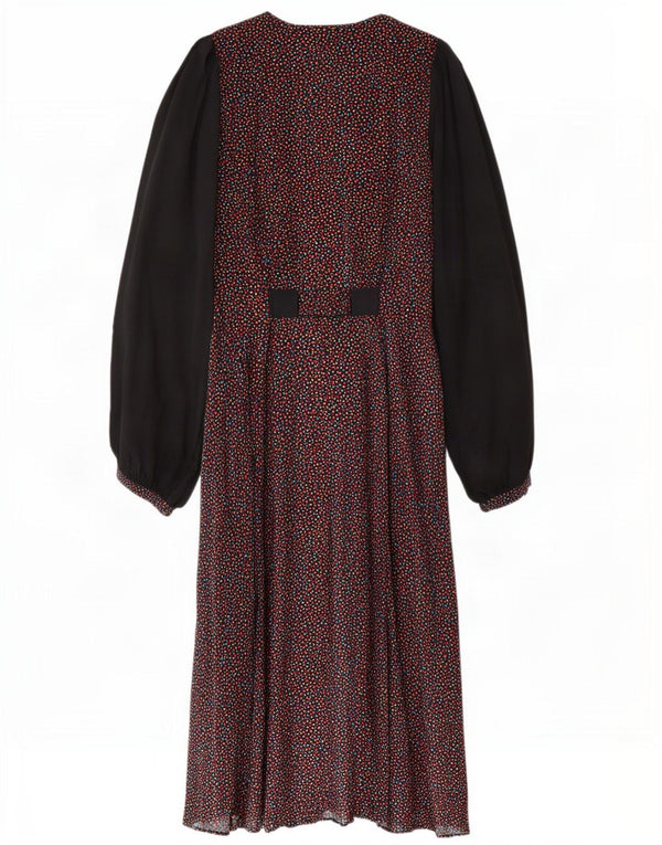 Vintage Womens Long Sleeve Maxi Dress UK 10 Small Multicoloured Spotted