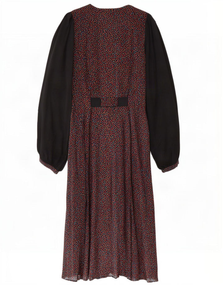 Vintage Womens Long Sleeve Maxi Dress UK 10 Small Multicoloured Spotted