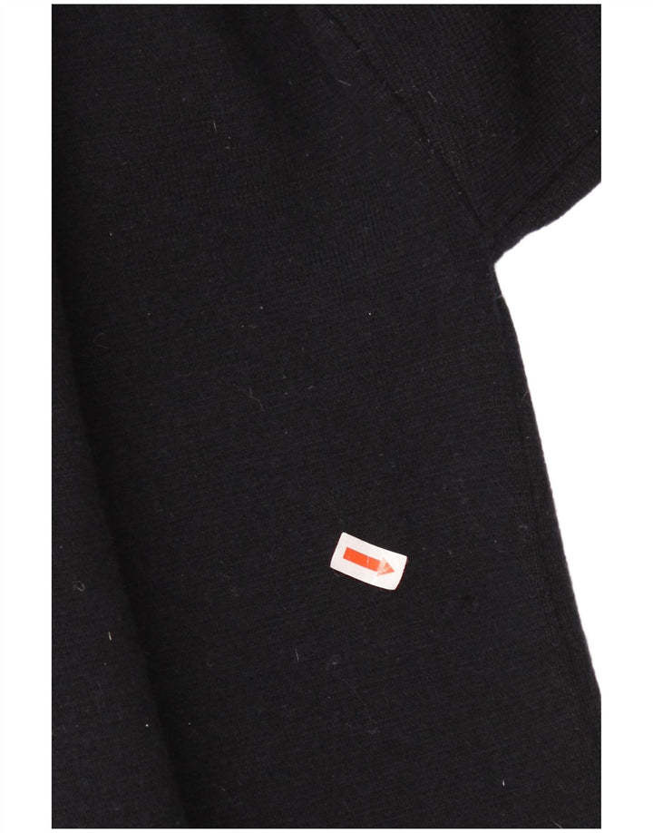 Jaeger Womens Crop Crew Neck Jumper Sweater UK 16 Large Black Wool