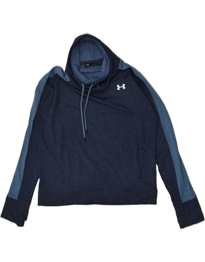 UNDER ARMOUR Womens Sweatshirt Jumper UK 14 Medium Navy Blue Colourblock | Vintage Under Armour | Thrift | Second-Hand Under Armour | Used Clothing | Messina Hembry 