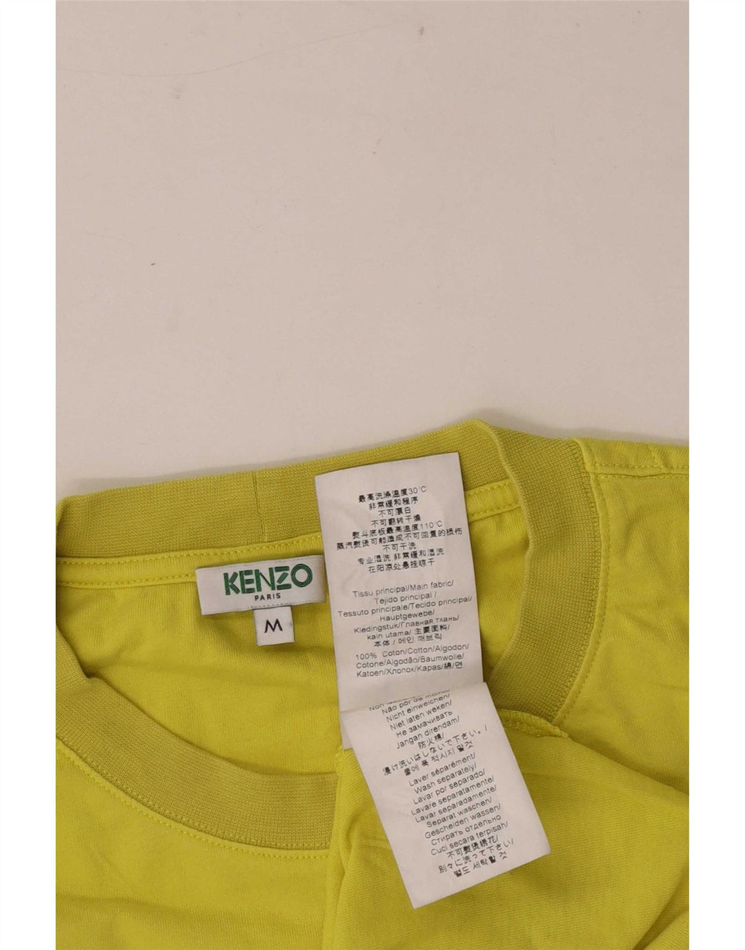 Kenzo Mens Graphic T-Shirt Top Medium Yellow Cotton