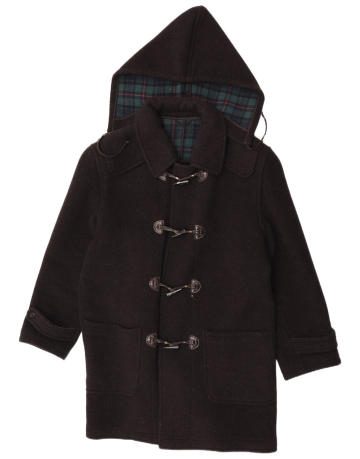 Pierre Cardin Mens Hooded Duffle Coat IT 48 Medium Black Check Wool