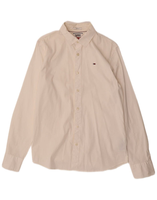 Tommy Hilfiger Mens Slim Fit Shirt Medium White Cotton