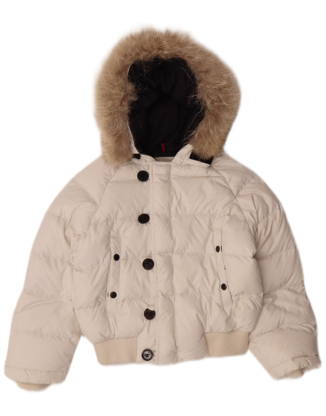 MONCLER Girls Hooded Padded Jacket 5-6 Years White Nylon