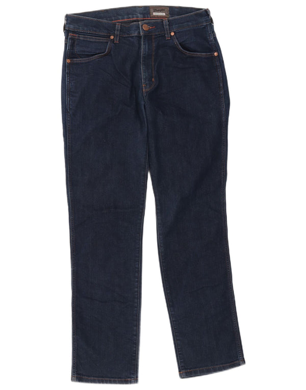 Wrangler Mens Greensboro Straight Jeans W33 L32 Navy Blue Cotton