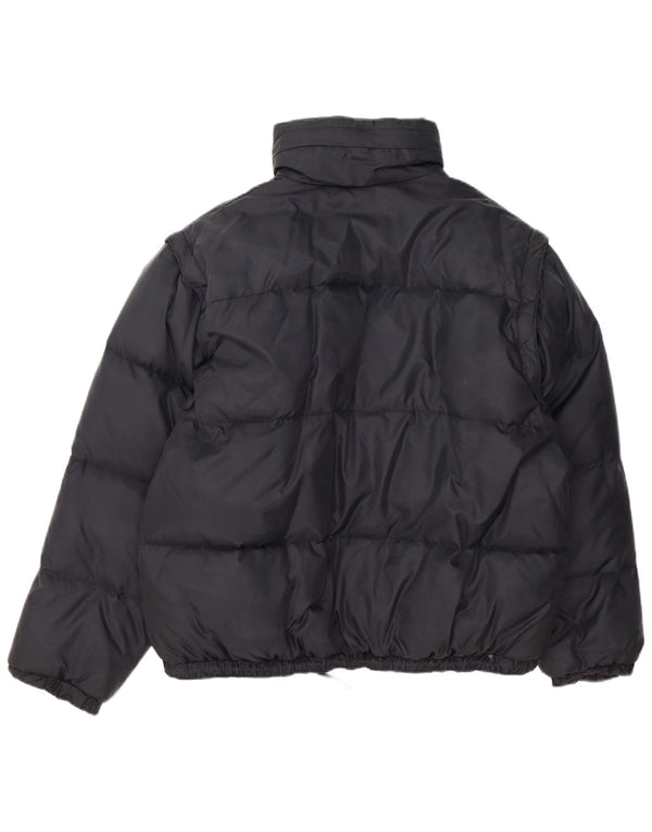 Vintage Mens Hooded Padded Jacket UK 40 Large Black Nylon