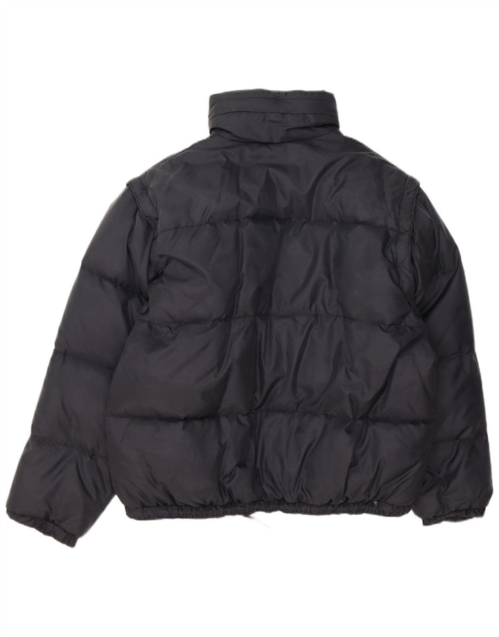 Vintage Mens Hooded Padded Jacket UK 40 Large Black Nylon