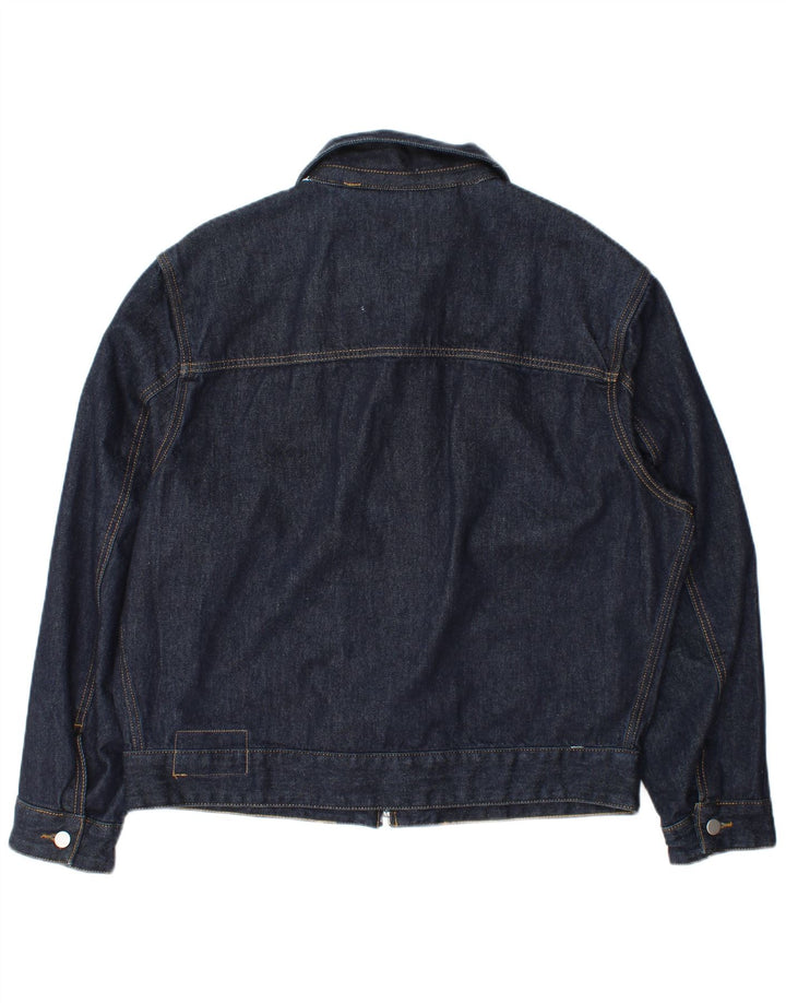 Zara Mens Denim Jacket UK 42 XL Navy Blue Polyester
