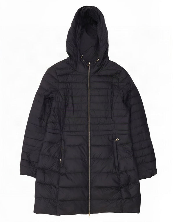 Marks & Spencer Womens Hooded Padded Coat UK 14 Large Navy Blue Polyamide