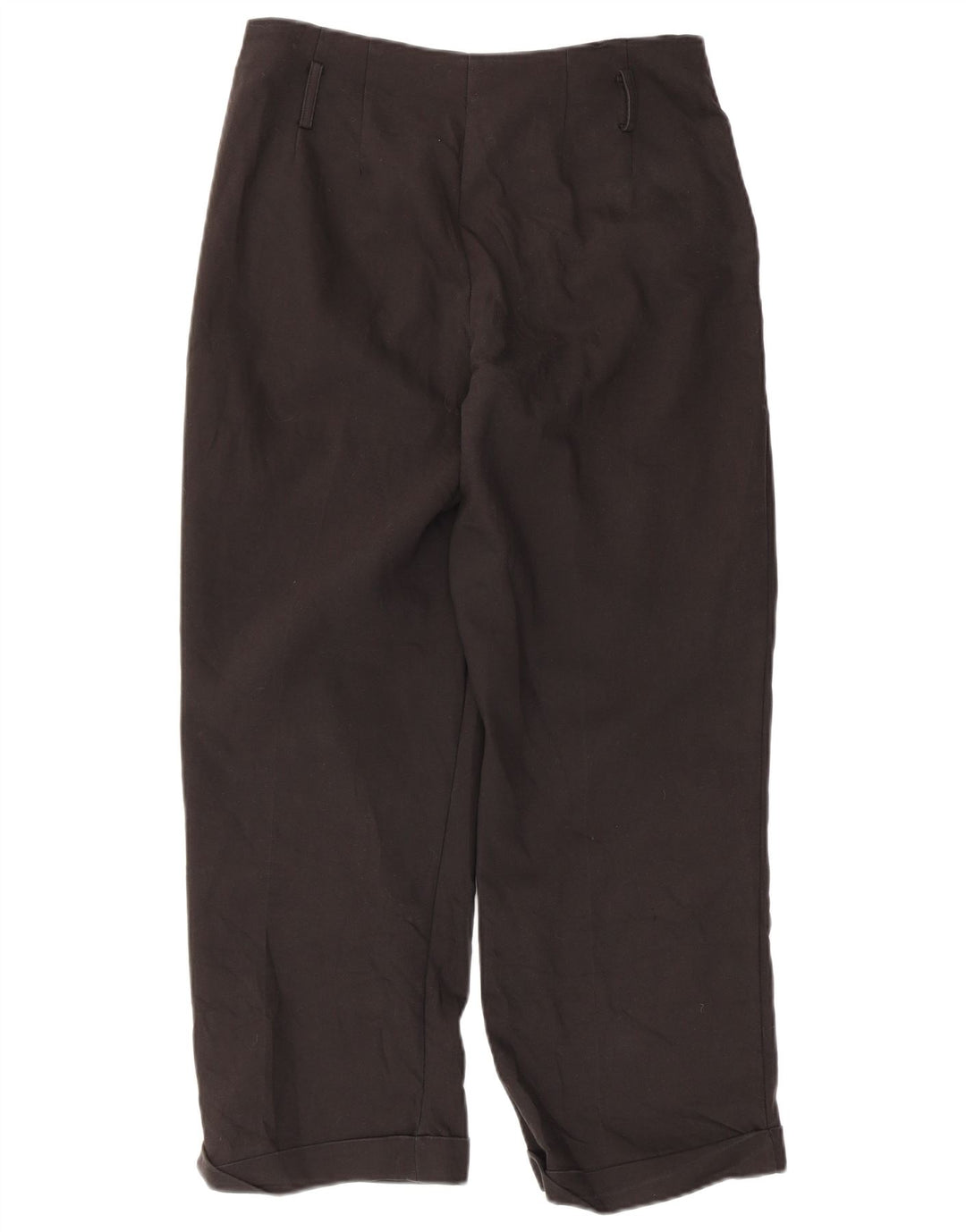Zara Womens Straight Cropped Trousers Medium W28 L25 Black Cotton