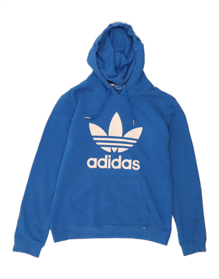 ADIDAS Mens Graphic Hoodie Jumper Medium Blue Cotton Vintage Adidas and Second-Hand Adidas from Messina Hembry 