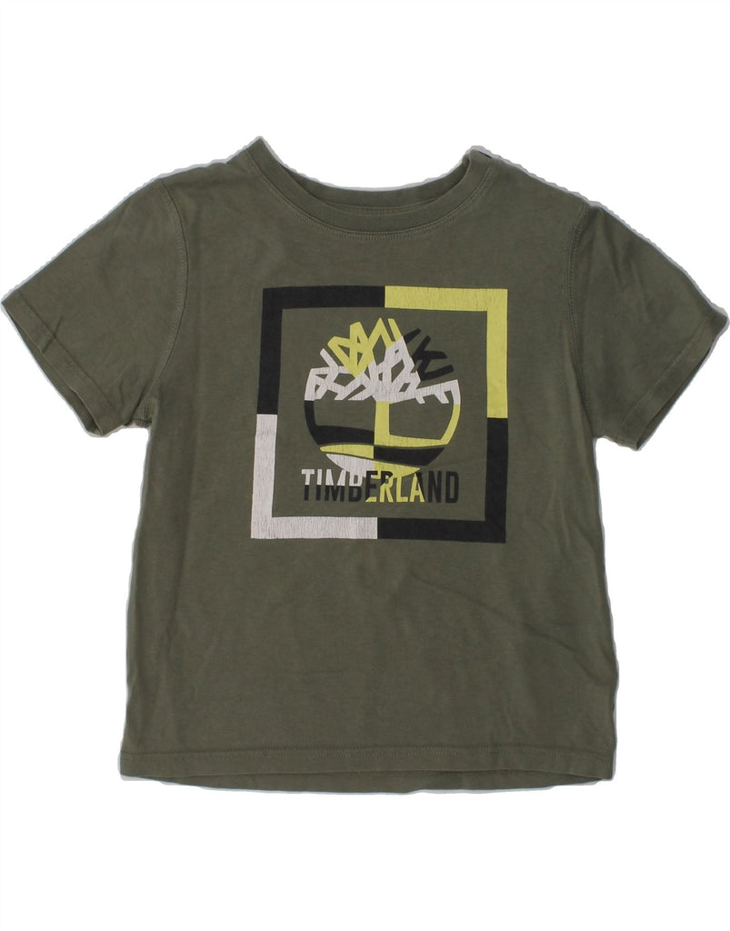 TIMBERLAND Boys Graphic T-Shirt Top 3-4 Years Khaki Cotton | Vintage Timberland | Thrift | Second-Hand Timberland | Used Clothing | Messina Hembry 