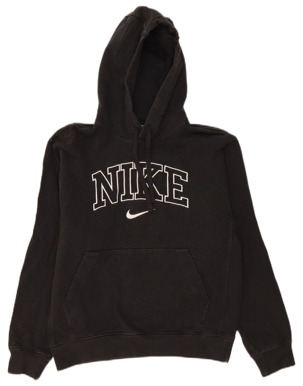 Nike Womens Graphic Oversized Hoodie Jumper UK 10 Small Black Cotton