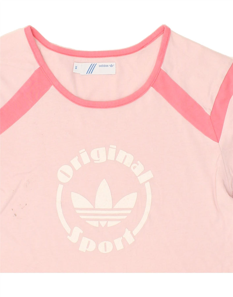 ADIDAS Womens Graphic Top Long Sleeve EU 38 Medium Pink | Vintage Adidas | Thrift | Second-Hand Adidas | Used Clothing | Messina Hembry 