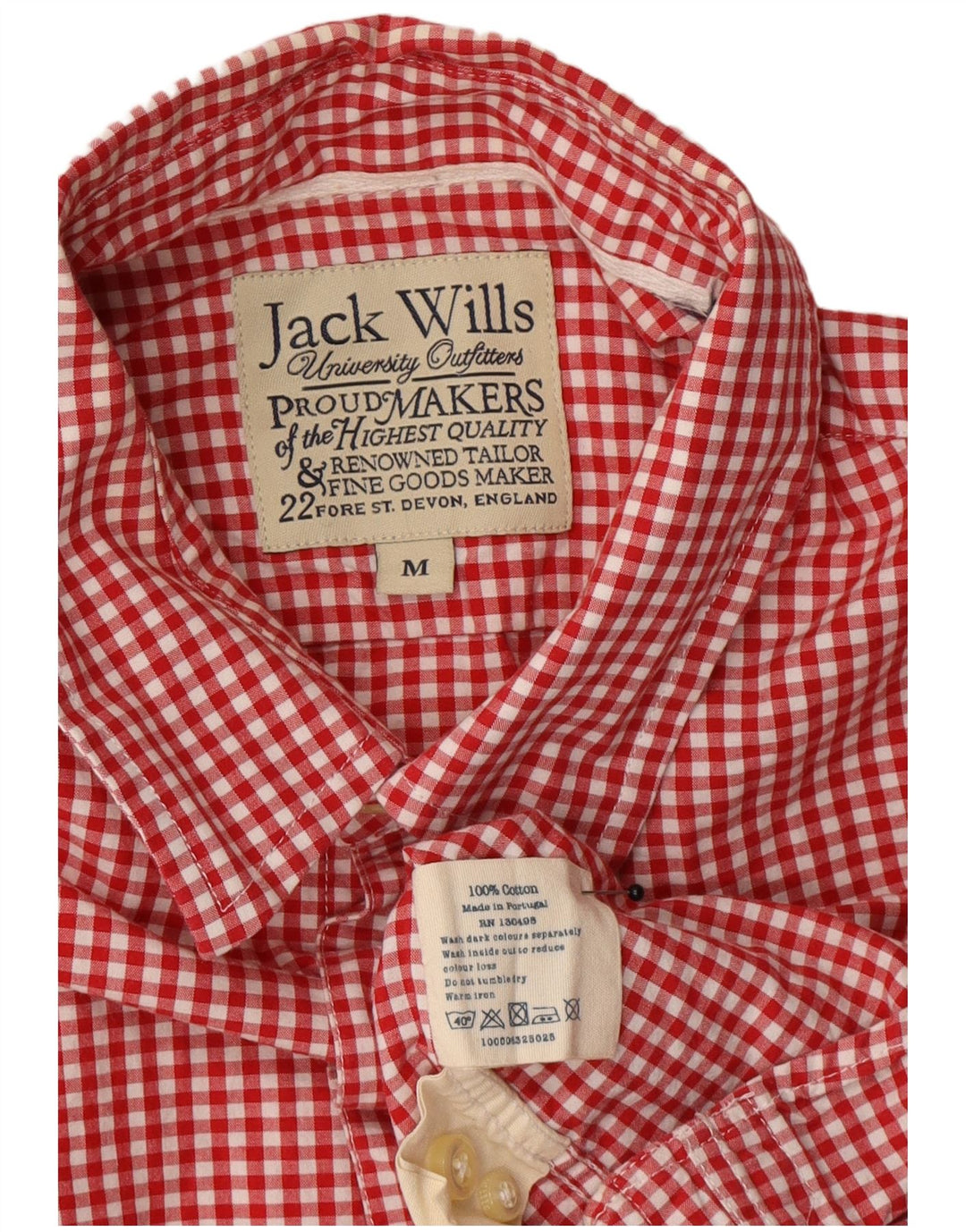 Jack Wills Mens Shirt Medium Red Gingham Cotton