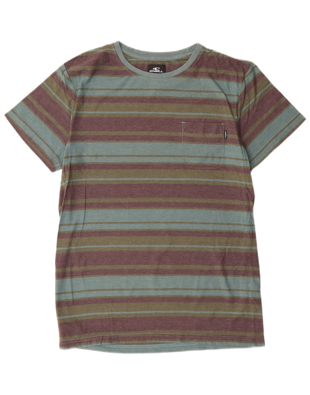 O'Neill Mens Standard Fit T-Shirt Top Large Multicoloured Striped Cotton