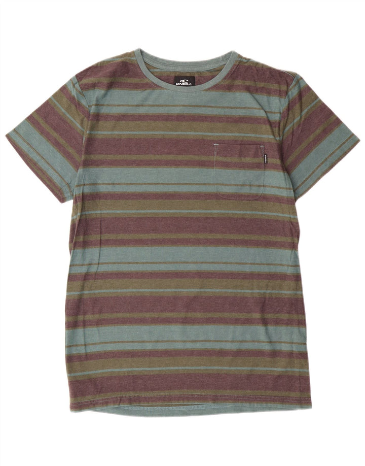 O'Neill Mens Standard Fit T-Shirt Top Large Multicoloured Striped Cotton