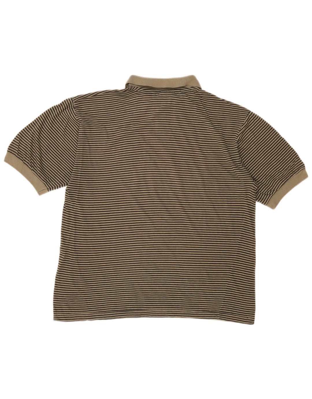 Trussardi Mens Polo Shirt IT 48 Medium Khaki Striped Cotton